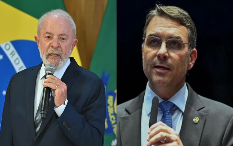 O presidente da República, Luiz Inácio Lula da Silva (PT) e o senador Flávio Bolsonaro (PL)