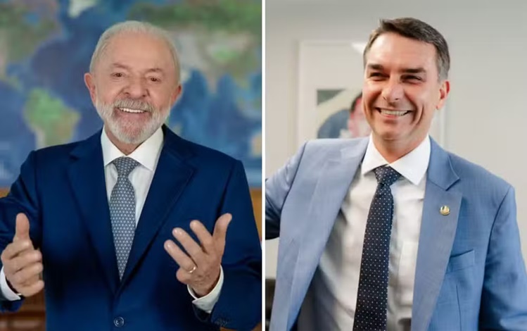 Presidente Lula e o senador Flávio Bolsonaro