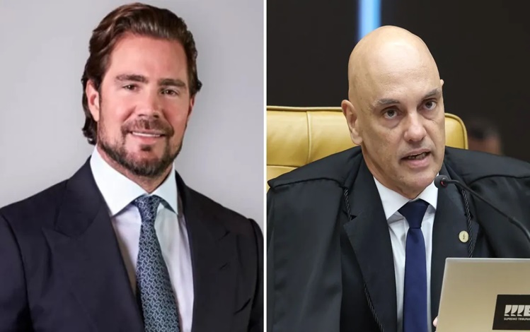 O empresário Daniel Vorcaro (esq.) e o ministro Alexandre de Moraes (dir.)